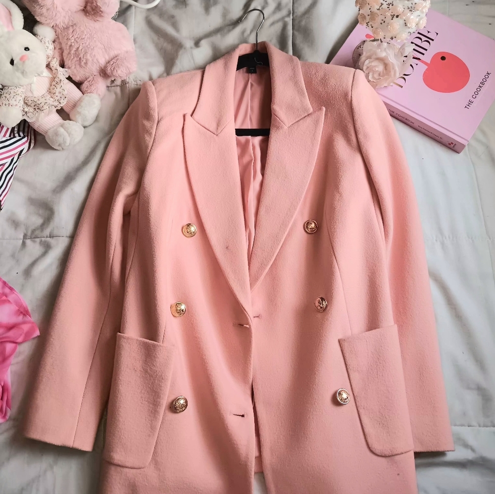 Express Blush Pink Double-Breasted Blazer